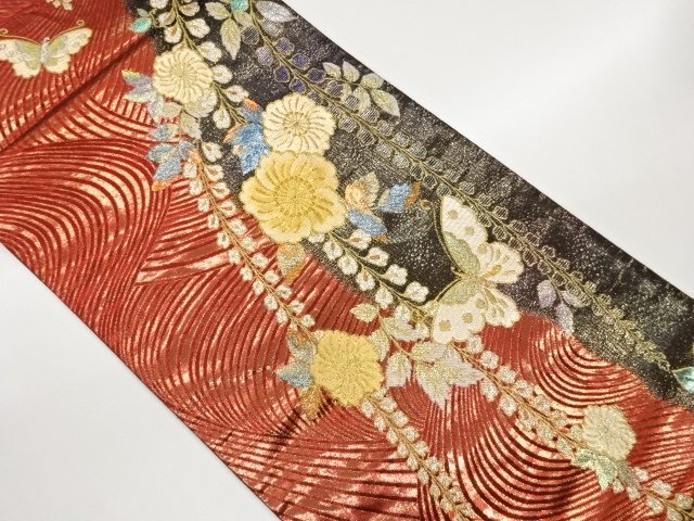 JAPANESE KIMONO / FUKURO OBI / WOVEN TSUJIGAHANA & BUTTERFLY 